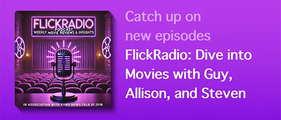 FlickRadio Podcast Logo: Dive Into Movies with Guy, Allison, and Guests